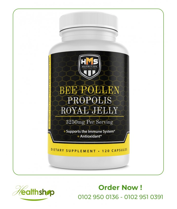 HMS Nutrition Bee Pollen with Propolis & Royal Jelly - 120 Veg Capsules | Others | Immunity & Antioxidants  |