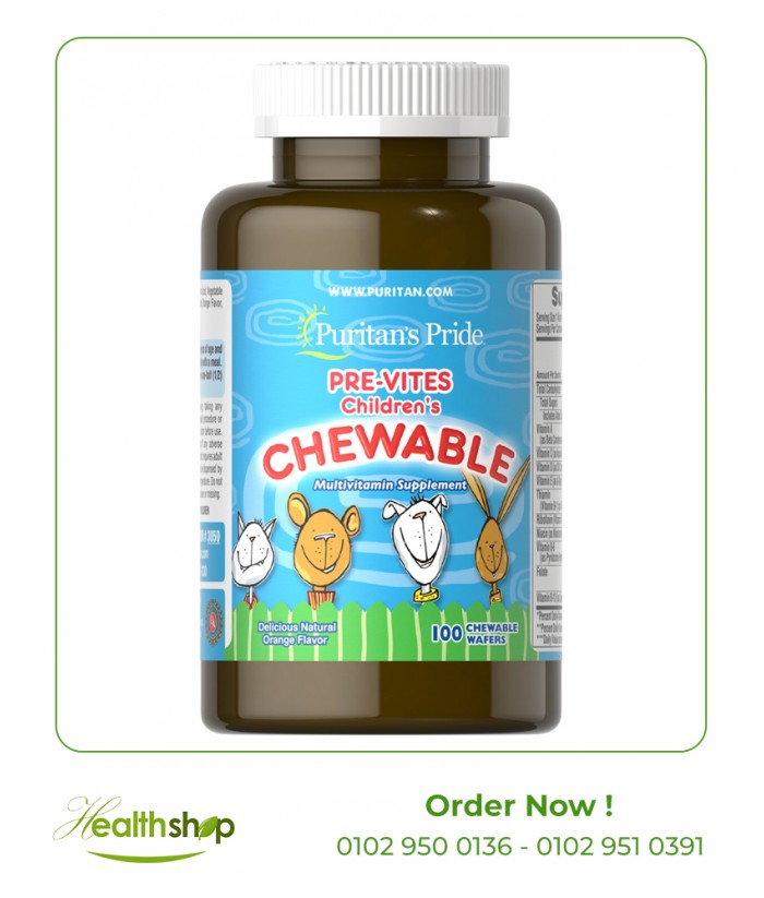 Pre-Vites Children's Multivitamin - 100 Chewable Wafers ( Expiry Date 9/2023 ) | Puritan's Pride | Kids  |