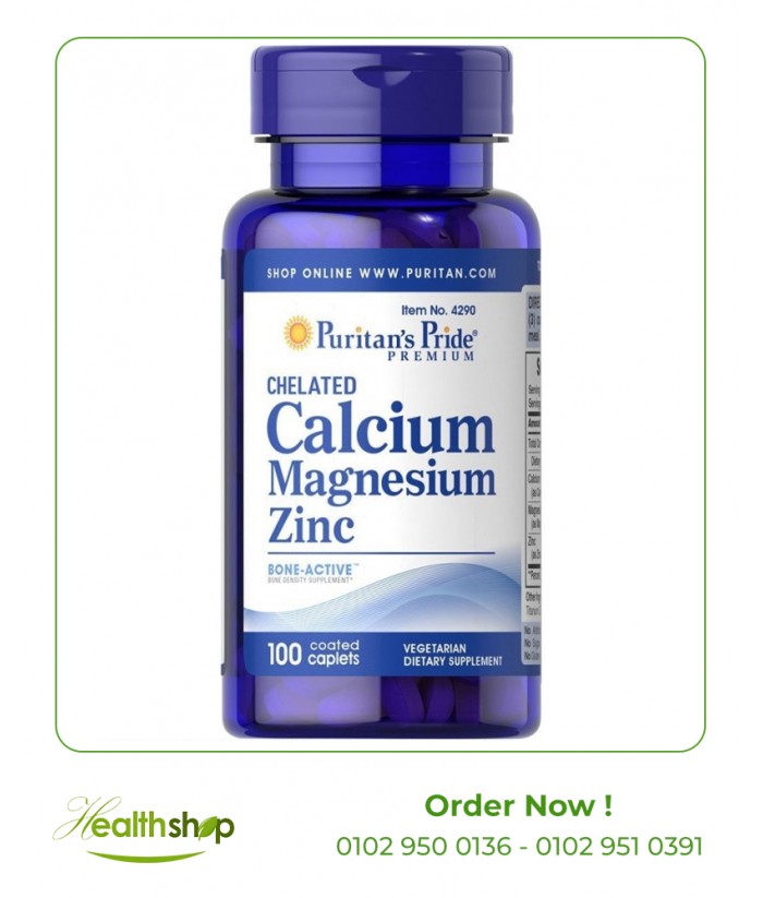 Chelated Calcium Magnesium Zinc-100 Caplets | Puritan's Pride | Calcium  |