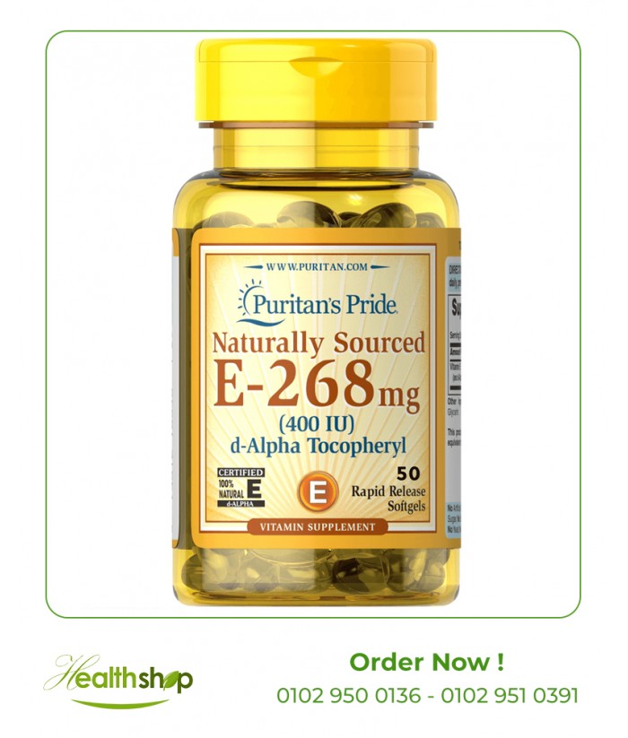 Vitamin E-400 iu Naturally Sourced - 50 Softgels | Puritan's Pride | Vitamin E  |