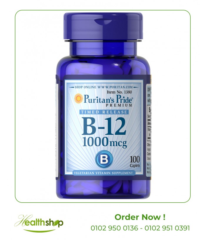 Vitamin B-12 1000 mcg Timed Release - 100 Caplets | Puritan's Pride | Vitamin B Family  |