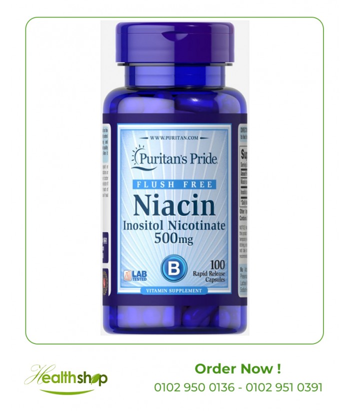Flush Free Niacin 500 mg - 100 Capsules | Puritan's Pride | Cardio support  |