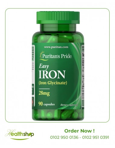 Easy Iron 28 mg (Iron Glycinate) - 90 Capsules | Puritan's Pride | Minerals  |