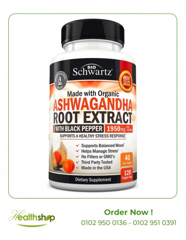 Ashwagandha Root Extract - 120 Capsules | Bio Schwartz | Mood Adjustment and sleep aids  |