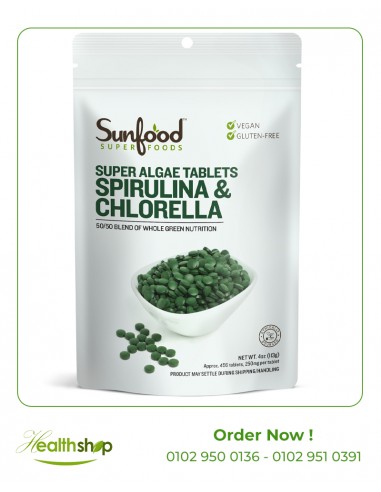 Spirulina & Chlorella /456 Tablets ( Expiry Date 2/2023) | Sunfood | Green Products  |