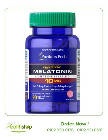 Melatonin 10 mg Quick Dissolve Cherry Flavor 90 Count | Puritan's Pride | Mood Adjustment and sleep aids  |