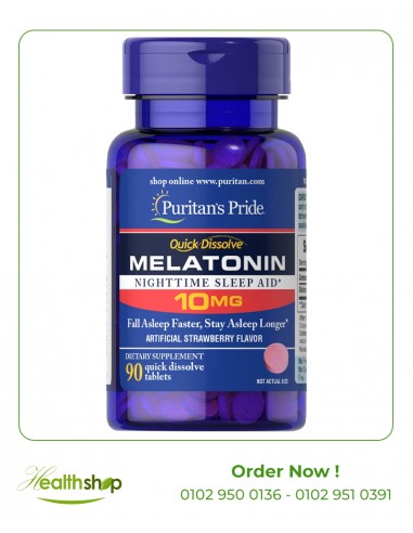 Melatonin 10 mg Quick Dissolve Strawberry Flavor 90 Count | Puritan's Pride | Mood Adjustment and sleep aids  |