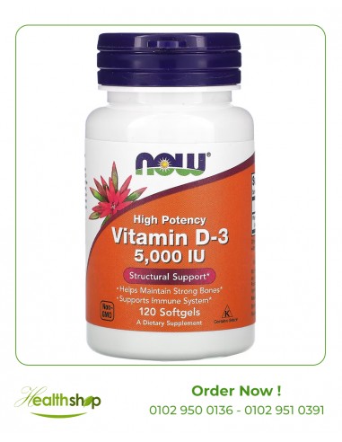 Vitamin D3 5000 IU - 120 Softgels | now foods | Vitamin D  |