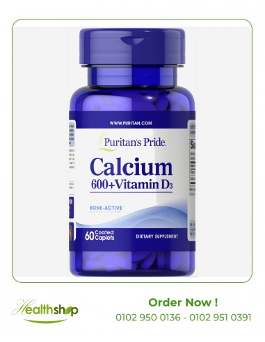 Calcium 600 + vitamin D3 - 60 Coated Caplets | Puritan's Pride | Joints and Bones  |