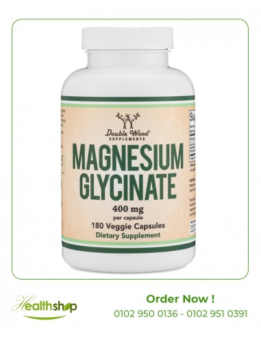 ماغنيسيوم جليسينات لدعم وظائف القلب والاوعية الدموية تركيز 400 ملجم - 180 كبسولة نباتية | Double Wood Supplement