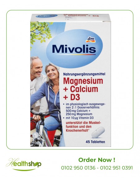 Mivolis Magnesium + Calcium + D3 - 45 Tablets | Mivolis | Calcium  |