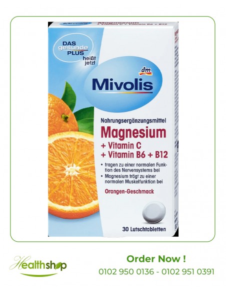 Mivolis Magnesium + Vitamin C + Vitamin B6 + B12 - 30 Tablets | Mivolis