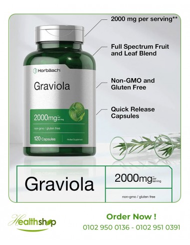 Graviola Extract 2000mg | 120 Capsules | Horbaach | Mood Adjustment and sleep aids  |