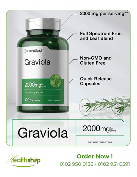 Graviola Extract 2000mg | 120 Capsules | Horbaach | Mood Adjustment and sleep aids  |