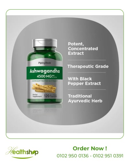 Piping Rock Ashwagandha Root Extract 4500 mg - 120 Veg Capsules | Others | Mood Adjustment and sleep aids  |