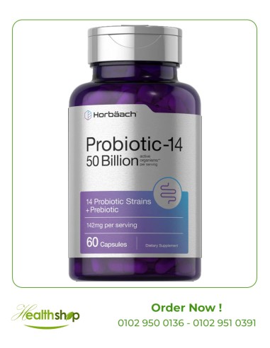 Probiotics 50 Billion CFUs | 60 Capsules ( Expiry Date 7/2023 ) | Horbaach | Immunity & Antioxidants  |