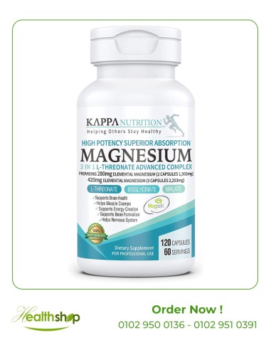 Magnesium, L-Threonate, Bisglycinate Chelate, Malate, for Brain, Sleep, Stress, Cramps, Headaches, Energy, Heart - 120 Capsul...