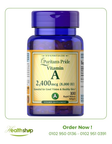 Vitamin A 8,000 IU (2,400 mcg) - 100 softgels | Puritan's Pride | Hair , Skin & Nails  |