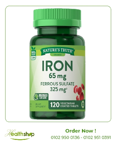 Iron 65 mg Ferrous Sulfate 325 mg- 120 Coated Tablets | Nature's Truth | Iron  |