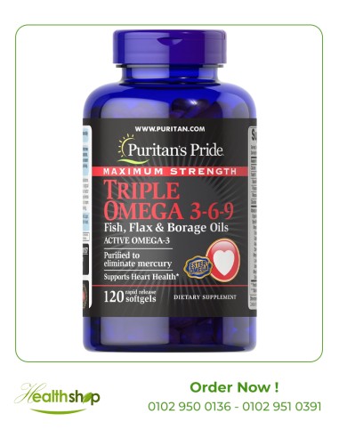 Triple Omega 3-6-9 Maximum Strength - 120 softgels | Puritan's Pride | Omega 3 family  |