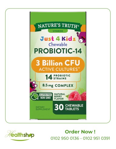 Just 4 Kidz Chewable Probiotic-14 (3 Billion CFU ) - 30 Chewable Tablets | Nature's Truth | Kids  |