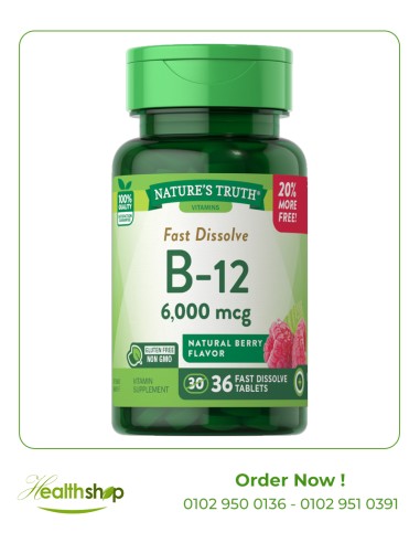 Vitamin B-12 6,000 mcg - 36 Fast Dissolve Tablets | Nature's Truth | Vitamin B Family  |