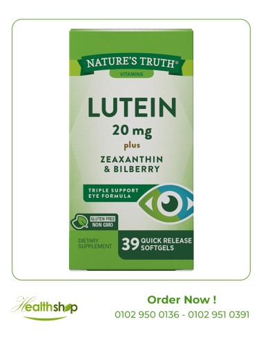 Lutein 20 mg plus Zeaxanthin & Bilberry - 39 Quick Release Softgels | Nature's Truth | Vision support  |