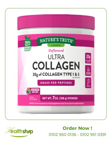 Unflavored Ultra Collagen Powder 20g of Collagen Type 1 & 3 - 198 g | Nature's Truth | Hair , Skin & Nails  |