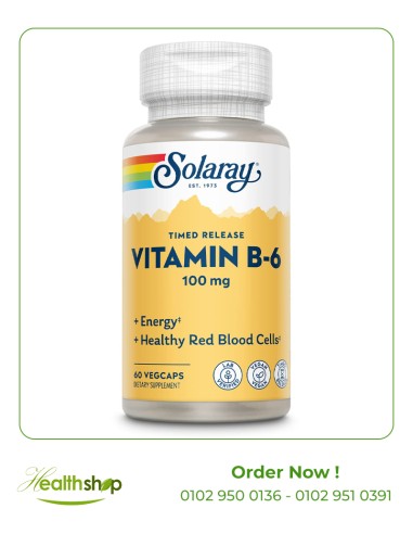 Solaray Vitamin B-6 100 mg - 60 Veg Capsules | Solaray | Vitamin B Family  |