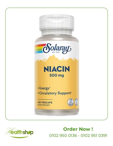 Solaray Niacin 500 mg - 100 Capsules | Solaray | Vitamin B Family  |
