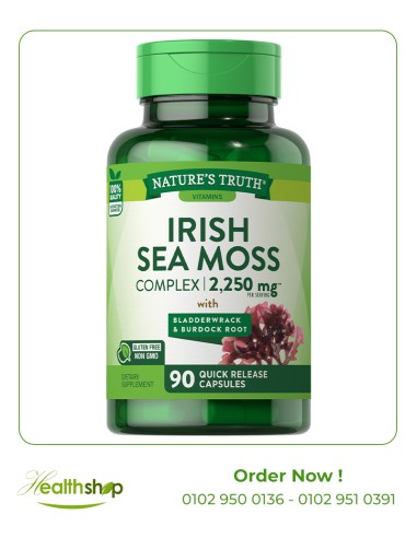 Irish Sea Moss Complex | 2,250 mg with Bladderwrack & Burdock Root - 90 Quick Release Capsules | Nature's Truth | Minerals  |