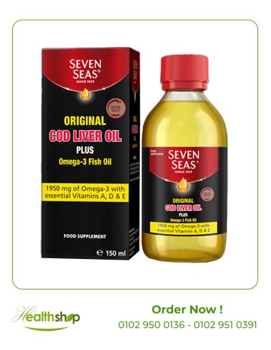 Cod Liver Oil Original Liquid with Omega3 and Vitamins A,D and E - 150ml