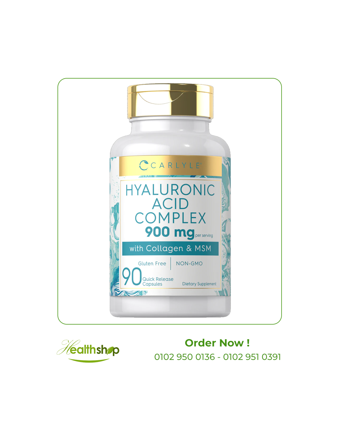 Hyaluronic Acid with Collagen and MSM 900mg 90 Capsules