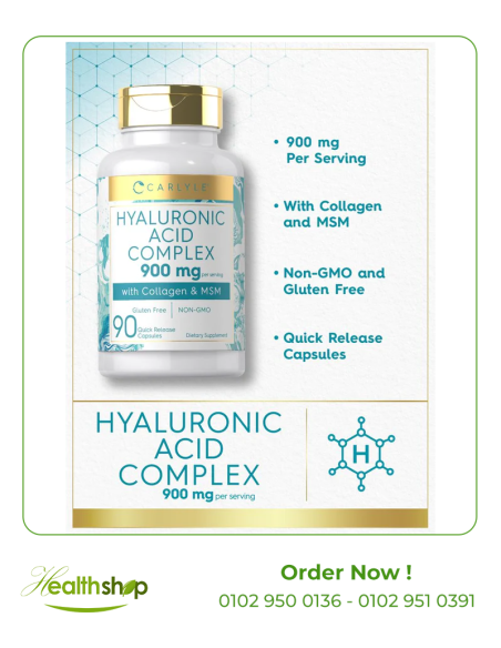 Hyaluronic Acid with Collagen and MSM 900mg - 90 Capsules