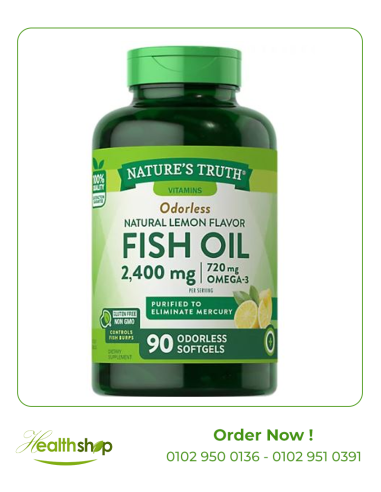 Fish Oil 2,400 mg 720 mg Omega-3 Natural Lemon Flavor - 90 Odorless Softgels