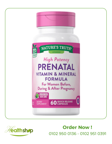 فيتامينات ما قبل وأثناء وبعد الحمل للنساء - معادن متعددة مع حمض الفوليك - 60 كبسولة