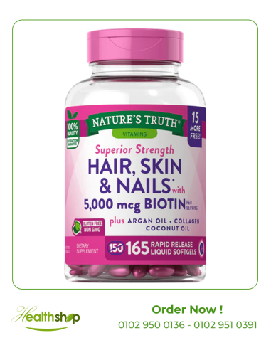 HAIR, SKIN & NAILS WITH BIOTIN 5000 MCG - 165 Quick Release Softgels