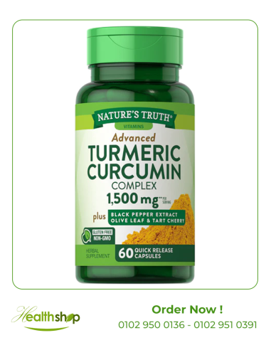 Turmeric Curcumin 1500 mg - 60 Capsules with Black Pepper Extract, Olive Leaf & Tart Cherry