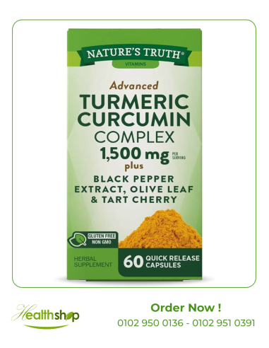 Turmeric Curcumin 1500 mg - 60 Capsules with Black Pepper Extract, Olive Leaf & Tart Cherry