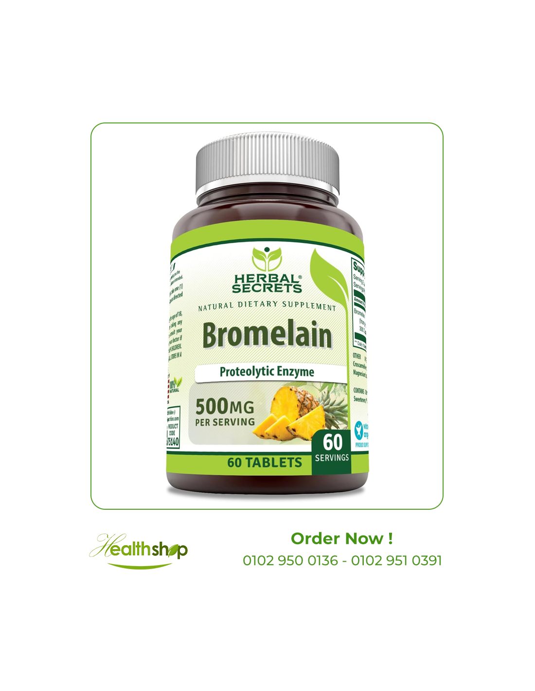 Bromelain Supplement 500 Mg 60 Tablets Supplement