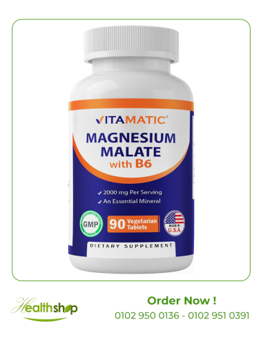 Vitamatic Magnesium Malate  with B6 -2000mg per Serving - 90 Vegetarian Tablets