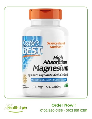 High Absorption Magnesium, Lysinate Glycinate 100% Chelated, 100 mg per Serving - 120 Tablets