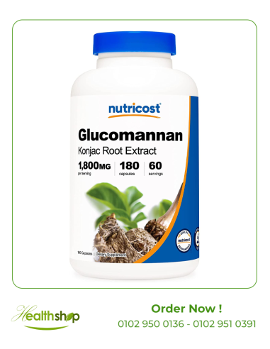 Nutricost Glucomannan 1800mg - Natural Fiber Source -180 Capsules