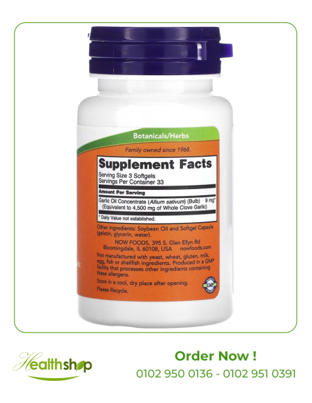 Garlic Oil Now Foods 1500 mg -100 Softgel