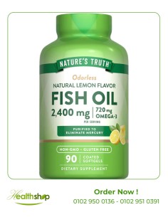 Fish Oil 2,400 mg 720 mg Omega-3 Natural Lemon Flavor -...