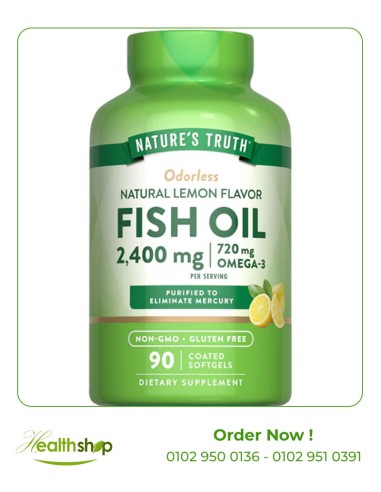 Fish Oil 2,400 mg 720 mg Omega-3 Natural Lemon Flavor - 90 Odorless Softgels