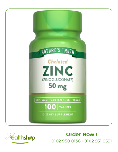 Chelated Zinc 50 mg (Zinc Gluconate) - 100 Tablets