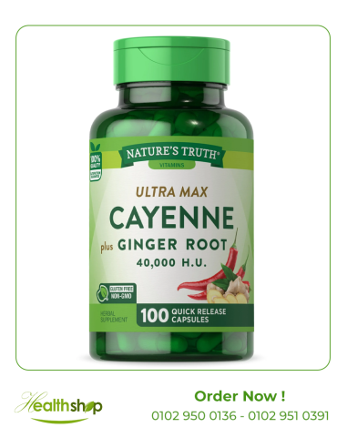 Cayenne Pepper 40,000 HU with Ginger Root - 100 Quick Release Capsules