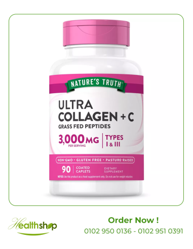 Ultra Collagen 3000 MG HYDROLYZED TYPE 1 & 3 WITH VITAMIN C - 90 CAPLETS