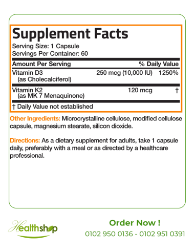 Vitamin K2 MK-7 120 mcg + Vitamin D3 10,000 IU...